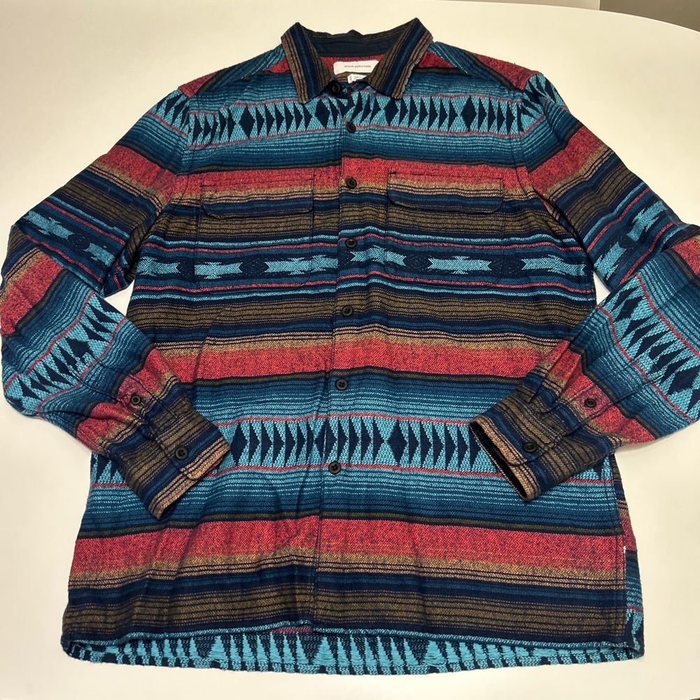 Urban outfitters Blue red long sleeve Button-down blanket shirt flannel sz MED